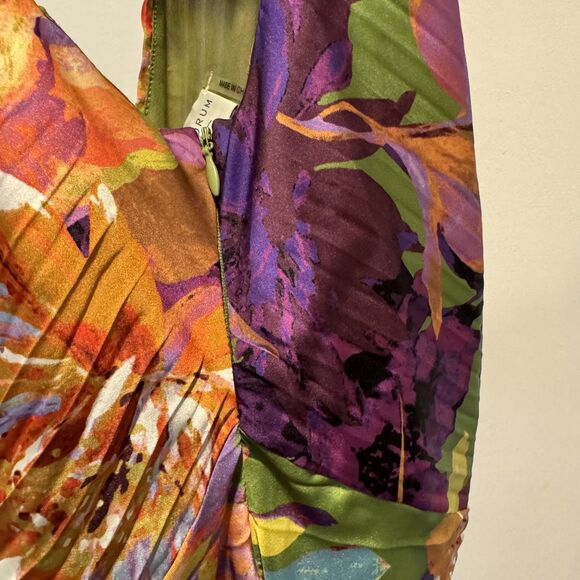 Dress Forum One Shoulder Floral Maxi Dress Side Cutout Boho Artsy Women sz Large - Picture 7 of 11